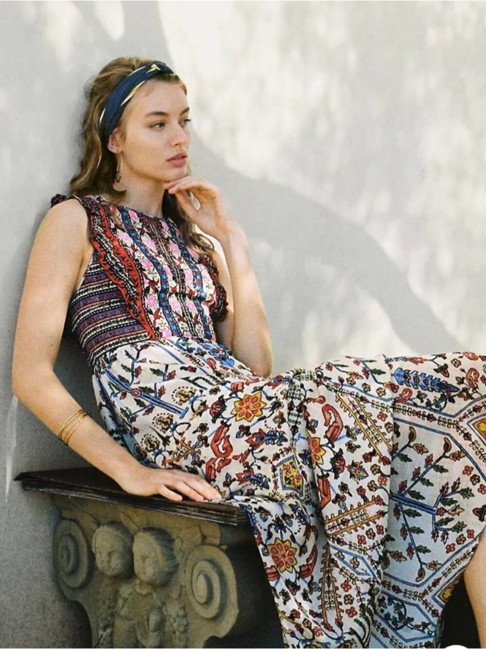 Vineet Bahl for Anthropologie Valerie Maxi Dress Sleeveless Bohemian Size 0